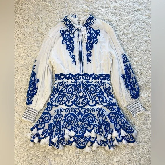 NWT Alice Olivia Loryn Embroidered Long Sleeve Tiered Mini Dress NWT Alice Olivia Loryn Embroidered Long Sleeve Tiered Mini Dress